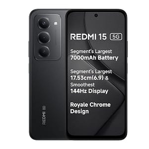 redmi 15 5g midnight black 8gb + 256gb | segment's largest 7000maha battery | segment's largest display 17.53cm(6.9) up to 144hz | snapdragon 6s gen 3 | 18w reverse charging | 50mp ai dual camera redmi 15 5g midnight black 8gb + 256gb | segment's largest 7000maha battery | segment's largest display 17.53cm(6.9) up to 144hz | snapdragon 6s gen 3 | 18w reverse charging | 50mp ai dual camera